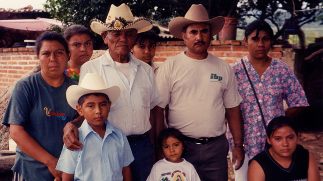 Family photo of Latino immigrants.