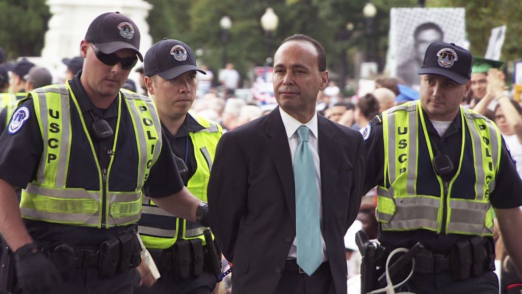 Illinois Congressman Luis Gutiérrez arrested during immigration reform protest.