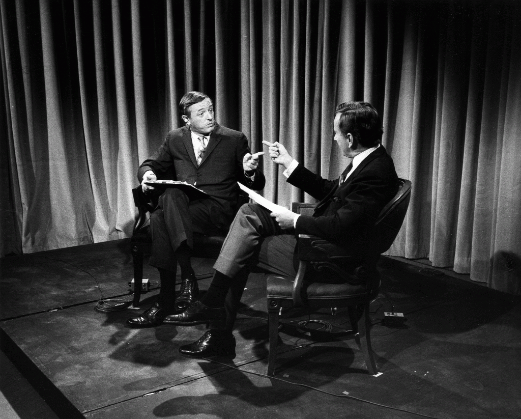 William F. Buckley and Gore Vidal debate on ABC, in the film Best of Enemies (Black and White)