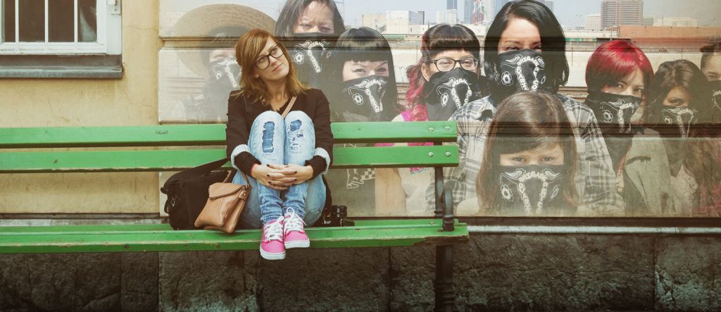 Independent Lens season launch: young woman on bench thinking about the film "Ovarian Psycos"