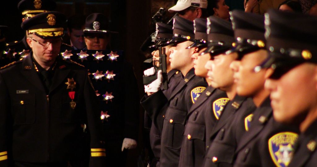 Police cadets inspected by Oakland Police chief, in The Force