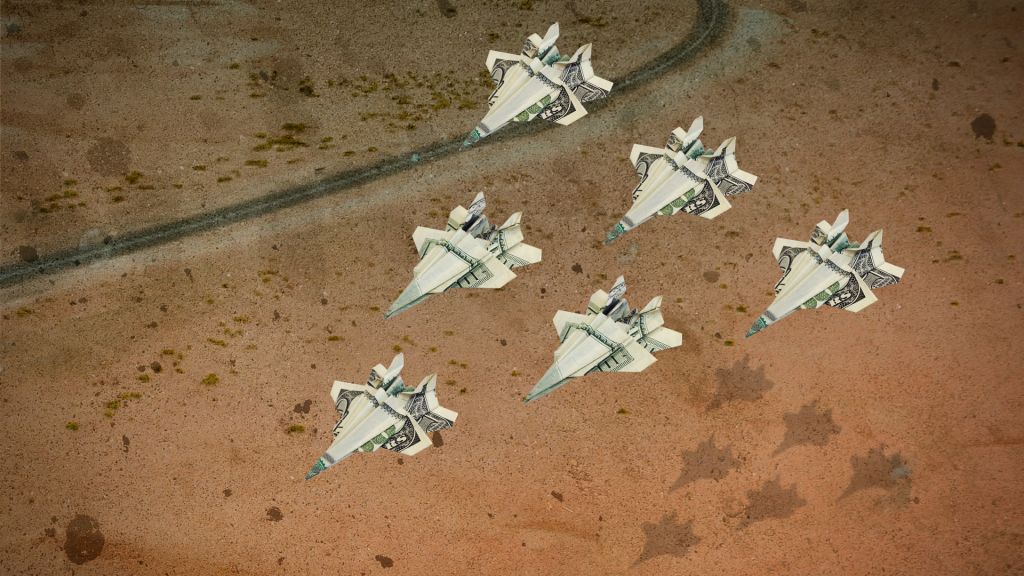 money-paper airplane fighters, in graphic for Shadow World created by Independent Lens