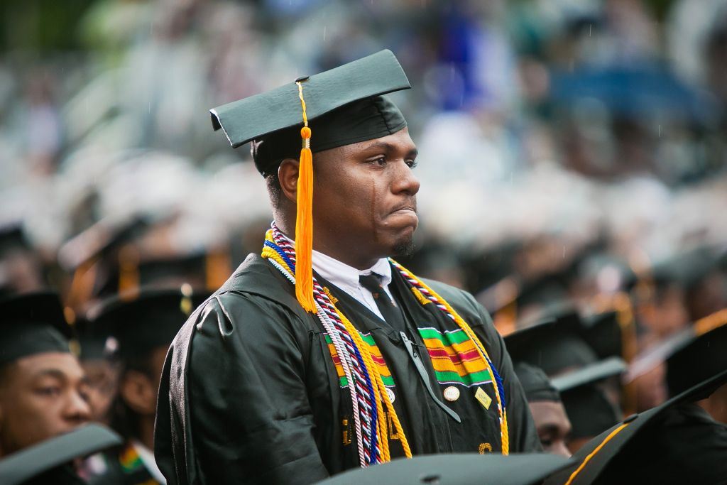 An HBCU student tears up at his graduation, from Tell Them We Are Rising