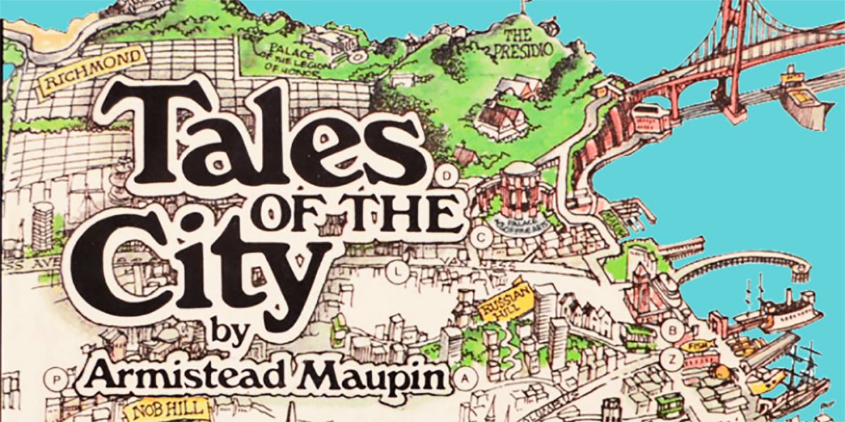 header image for Tales of the City using old San Francisco map under the 70s logo