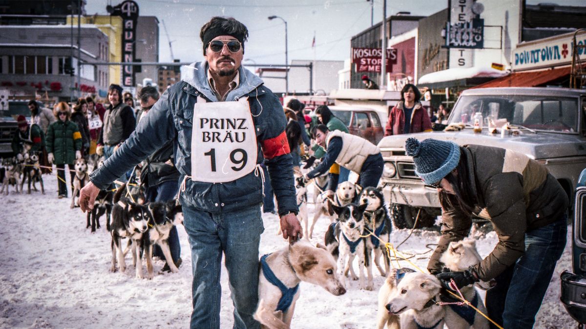 George Attla in Anchorage, 1960s, after Iditarod race