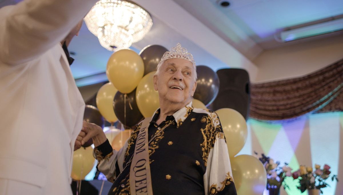 Rev. Robert Clement, a resident at the Los Angeles LGBT Center's Triangle Square, is crowned prom queen at the annual Senior Prom.