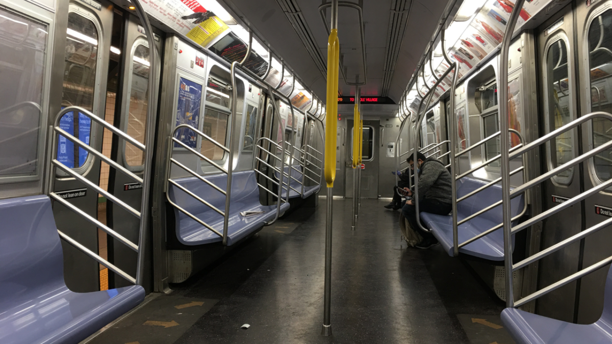 Inside empty subway car