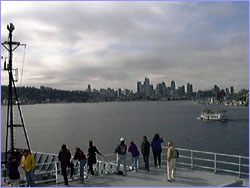 The Thompson sails into Seattle.