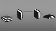 two books and two book stacks diagram