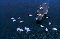 Air wing flying in diamond formation