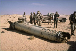 UNSCOM inspectors at downed Scud missle