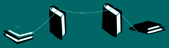 Illustration of string between two books, anchored at ends