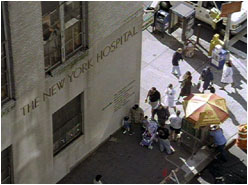 streetcorner outside NYC Hospital