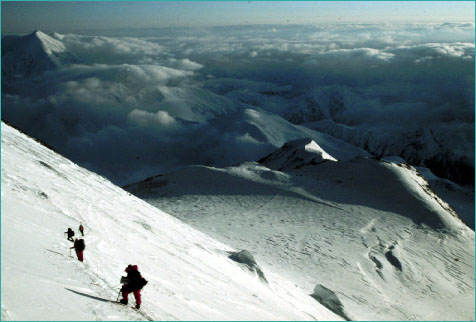 climbers on the mountainside