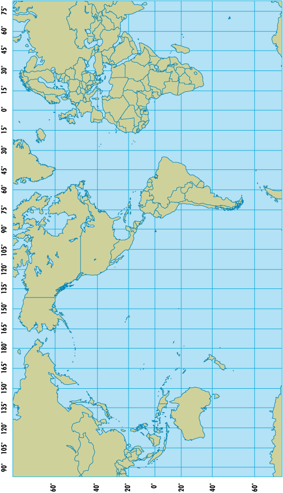 Map of the world for use in plotting volcanoes