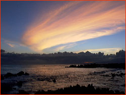 Sunset, with clouds in the upper level winds