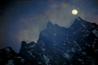 moon over Himalayan peaks