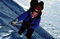 climbing through icefall