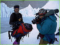 Edgar filming Spin on top of Pete's backpack