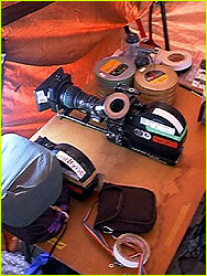 Camera gear getting packed for summit attempt