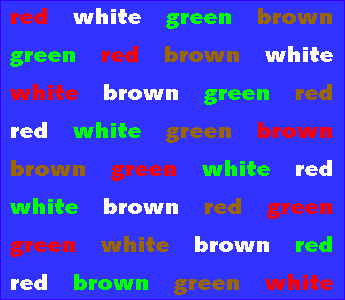 A static version of the Stroop Test