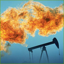 Oil well and flame