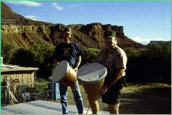 Volunteers with microphones