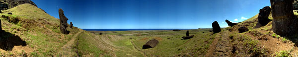 Panoramic photo of Moai