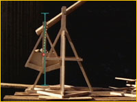 Straight line demonstrated on trebuchet model