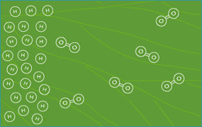 Diagram: H molecules and O2 molecules