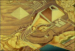 Painting of ramps around pyramid