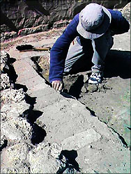 mud bricks being excavated