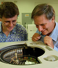 Robert and Jeremy look in synthesizer