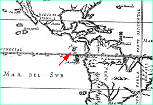 Spanish map of the world from 1622, with Cocos
indicated.