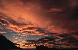 Sunset over
Cocos Island and Isla Manuelita.