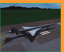 Computer-animation still of proposed plane on ground