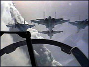 view from cockpit at close formation