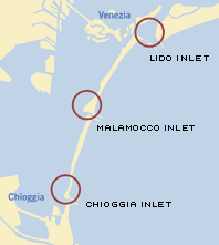 Map of three lagoon inlets