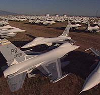 Line of F-16As at AMARC