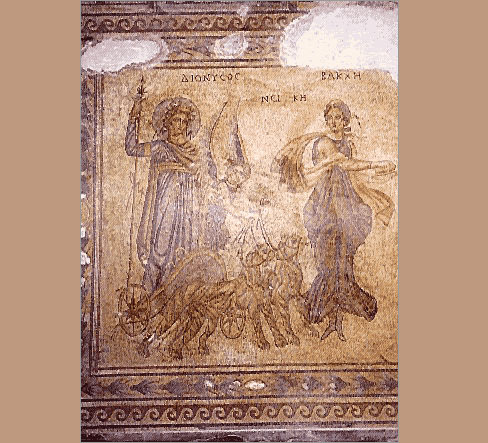 Dionysus, Bakkha, and Nike mosaic